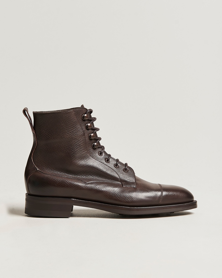 Edward Green Galway Grained Boot Dark Brown Utah Calf – Marrone