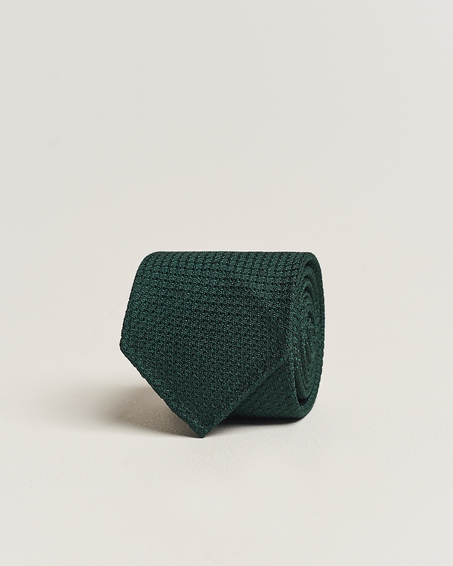 Drake's Large Knot Handrolled Grenadine Silk Tie Green – Verde