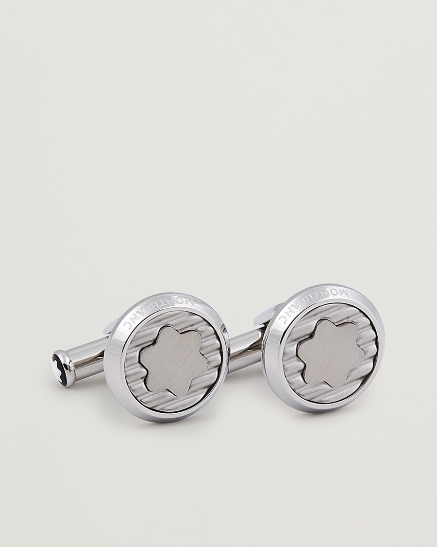 Montblanc Steel Cufflinks Corrugated Emblem – Argento