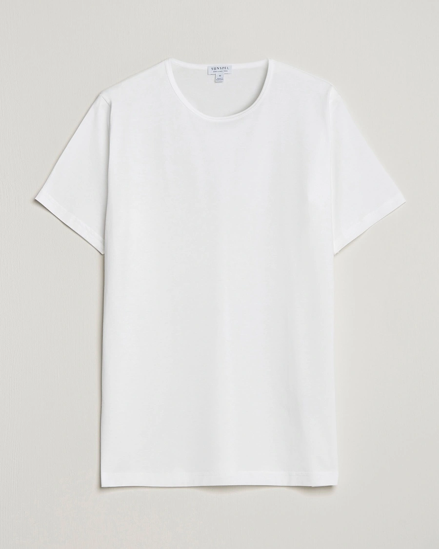 Sunspel Superfine Cotton Crew Neck T-Shirt White – Bianco