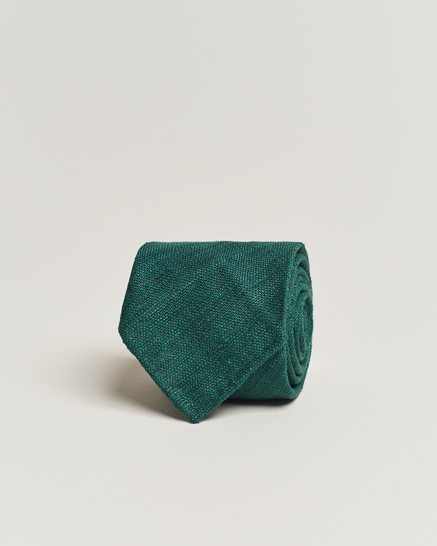 Drake's Drake'sSilk Tussah Handrolled TieGreen – Verde