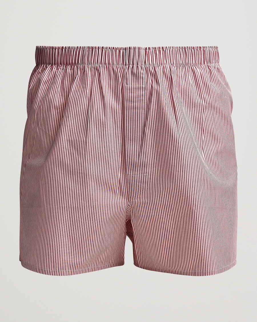Sunspel Classic Woven Cotton Boxer Shorts Red/White – Rosso