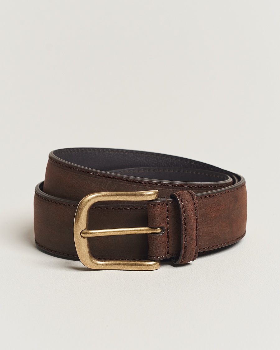 Crockett & Jones 3,5 cm Belt Dk Brown Rough-Out Suede – Marrone