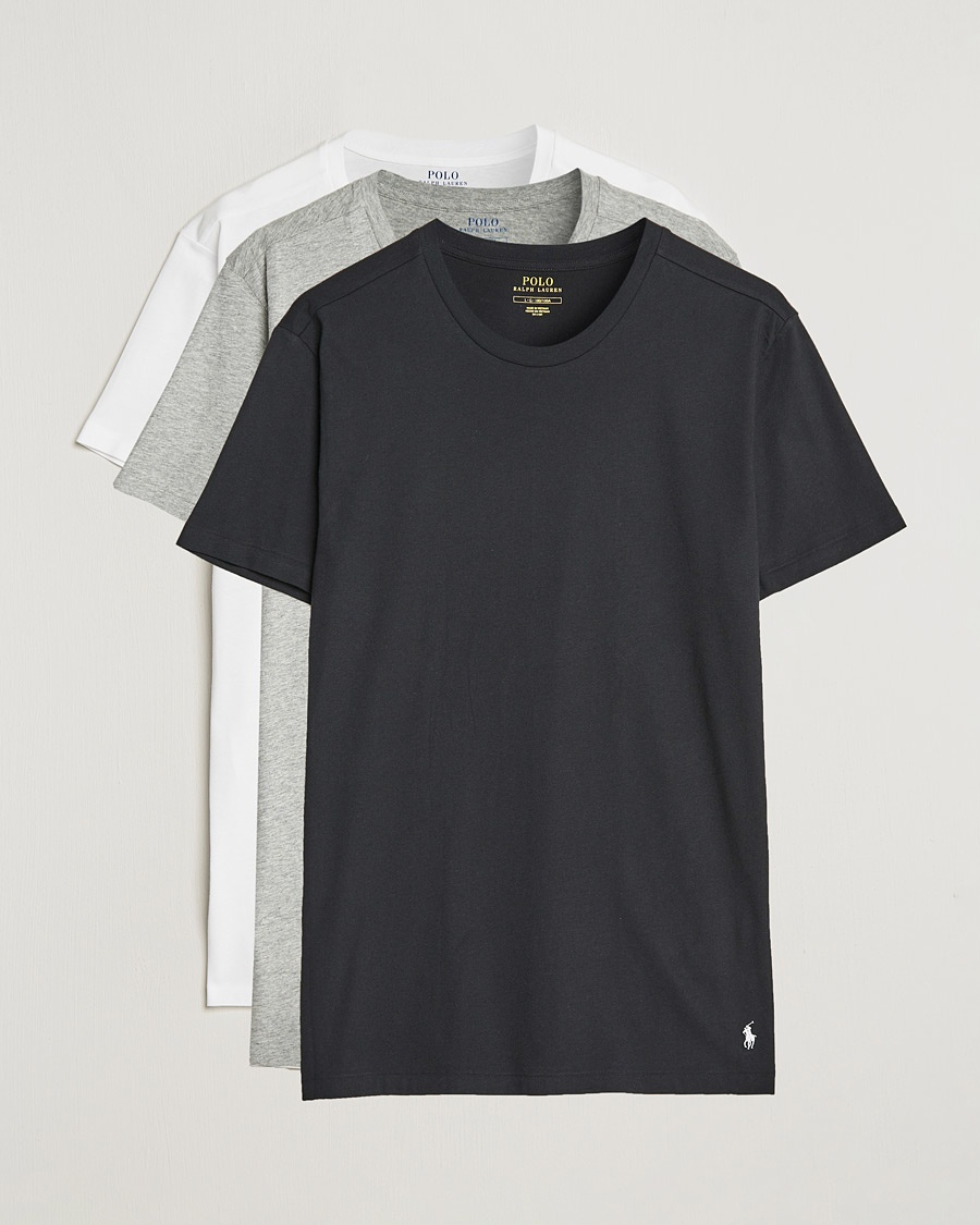 Polo Ralph Lauren 3-Pack Crew Neck T-Shirt White/Black/Andover Heather – Bianco