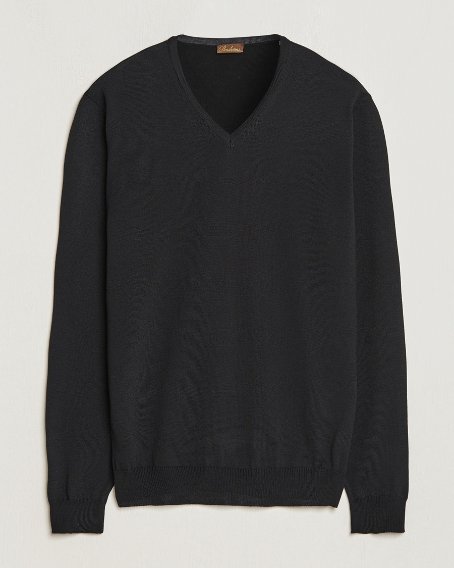 Stenströms Merino V-Neck Black – Nero