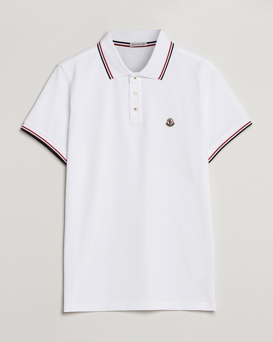 Moncler Contrast Rib Polo White – Bianco