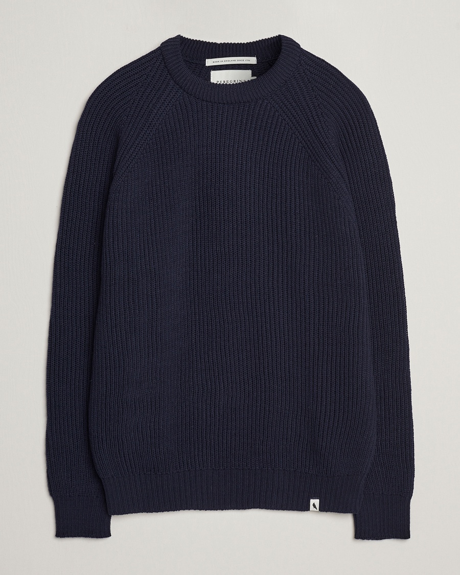 Peregrine Ford Knitted Wool Jumper Navy – Blu