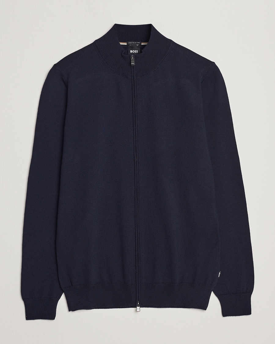 BOSS BLACK Balonso Full-Zip Sweater Dark Blue – Blu