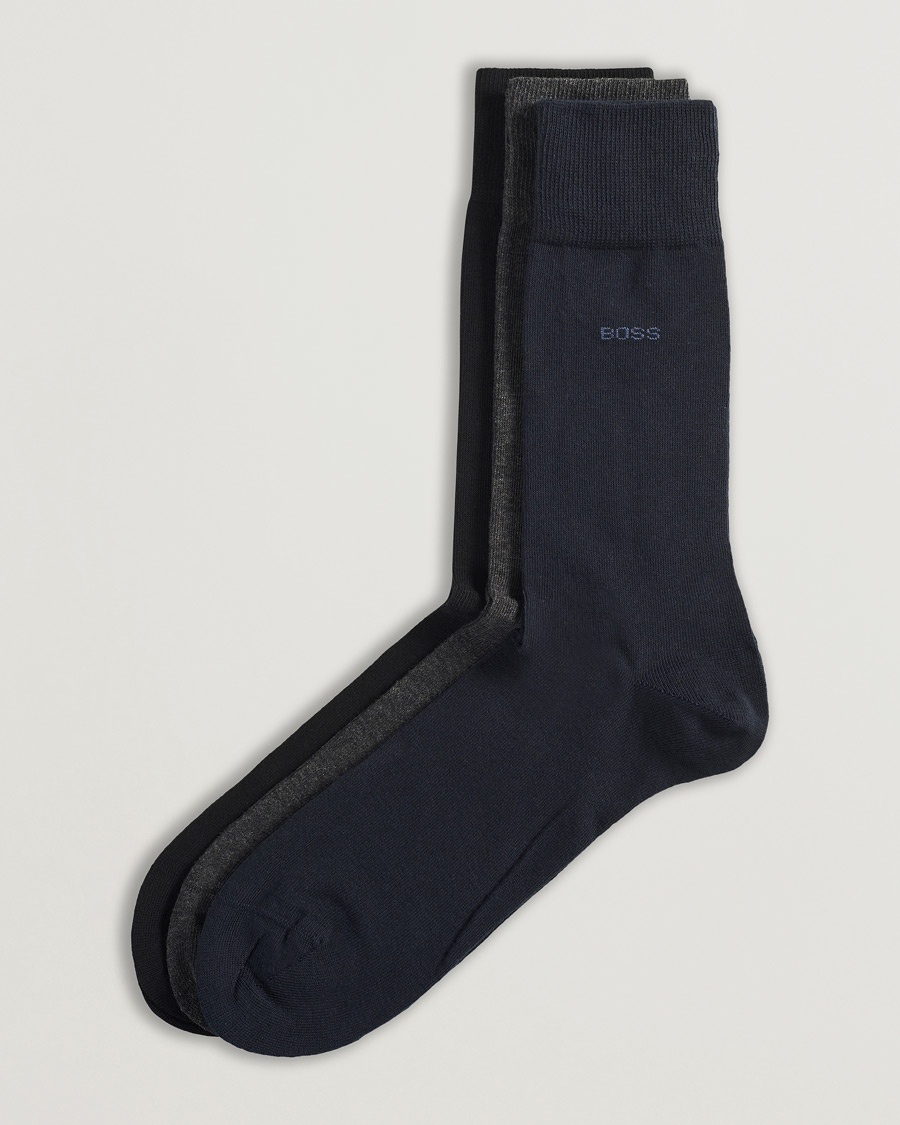 BOSS BLACK 3-Pack RS Uni Socks Navy/Black/Grey – Blu