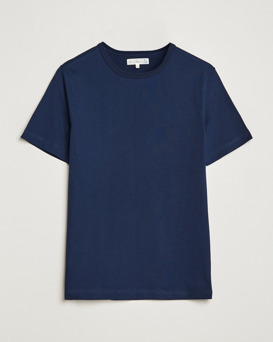 Merz b. Schwanen 1950s Classic Loopwheeled T-shirt Ink Blue – Blu