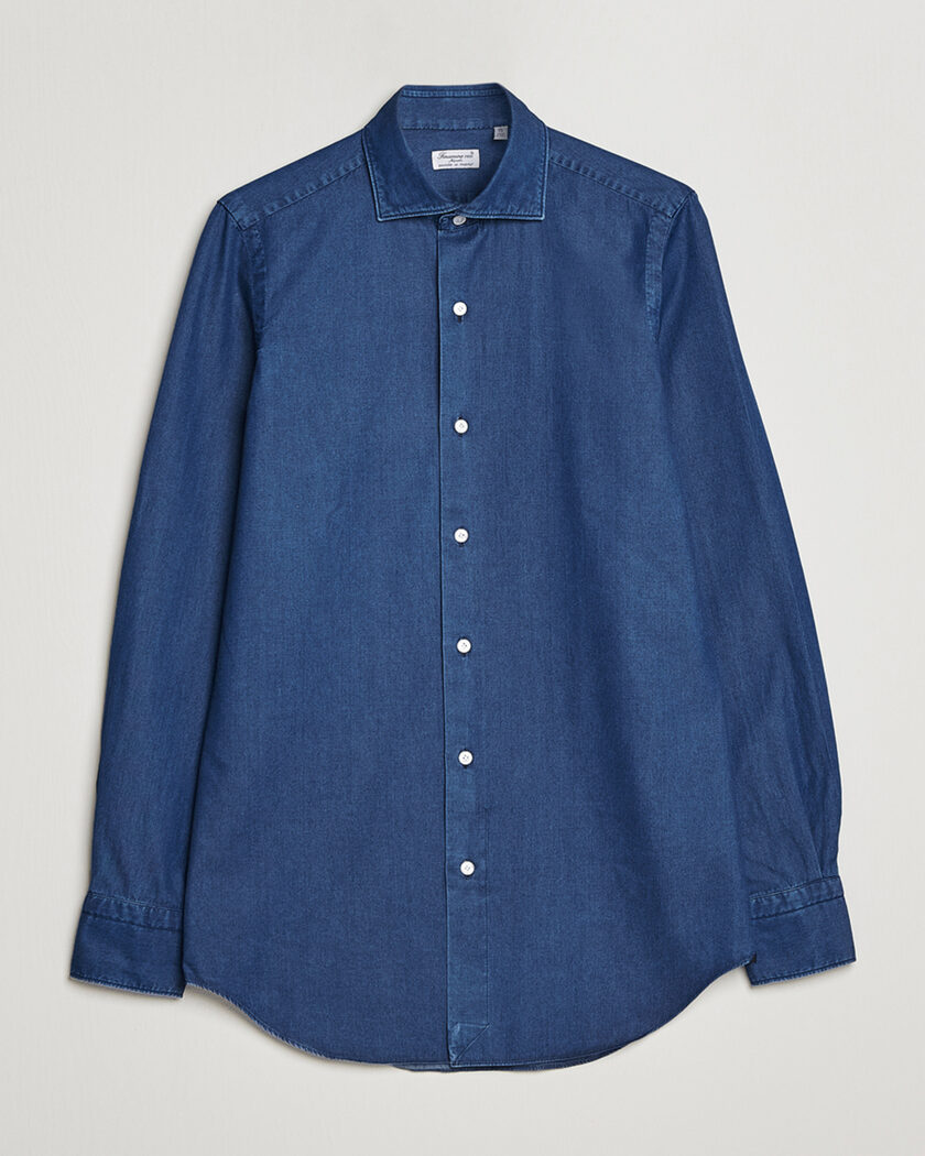 Finamore Napoli Milano Slim Denim Shirt Dark Indigo – Blu