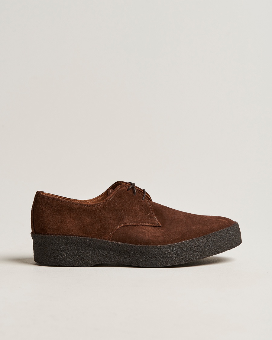 Sanders Gibson Lo Top Derby Polo Snuff Suede – Marrone