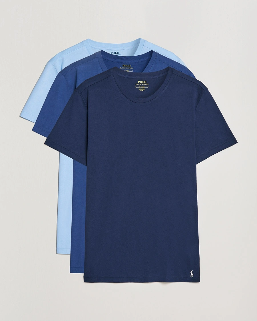 Polo Ralph Lauren 3-Pack Crew Neck T-Shirt Navy/Light Navy/Elite Blue – Blu