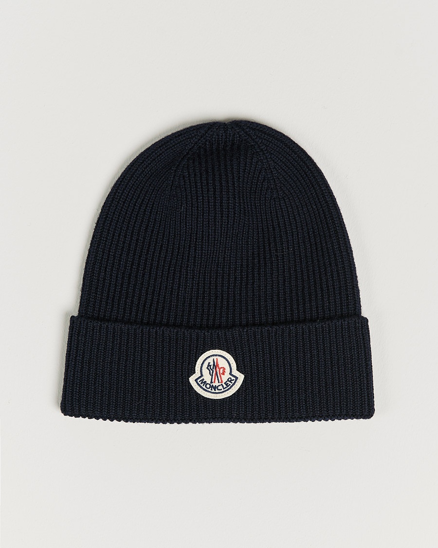 Moncler Rib Wool Beanie Navy – Blu