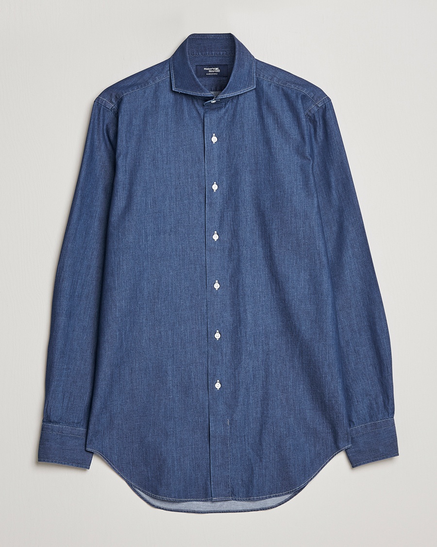 Kamakura Shirts Slim Fit Denim Shirt Dark Indigo – Blu