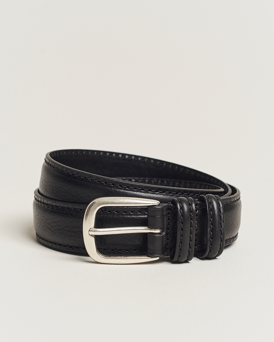 Anderson's Grained Leather Belt 3 cm Black – Nero