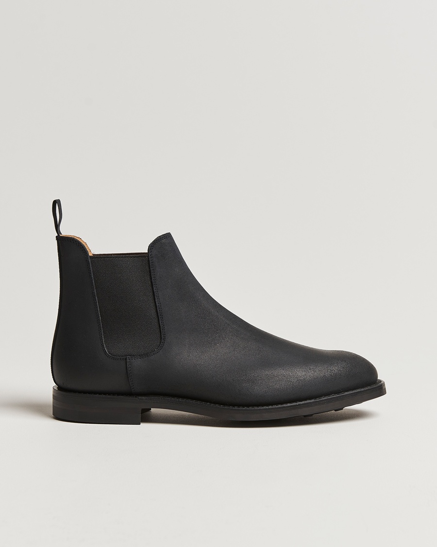 Crockett & Jones Chelsea 5 Black Rough-Out Suede – Nero