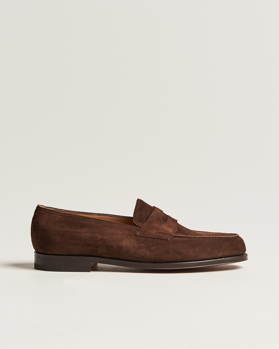 John Lobb Lopez Penny Loafer Dark Brown Suede – Marrone