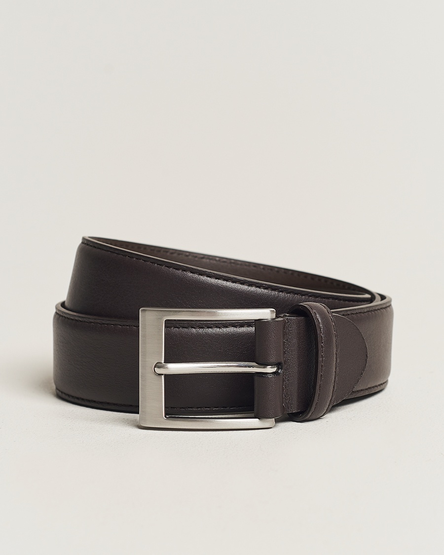Canali Classic Leather Belt Dark Brown Calf – Marrone