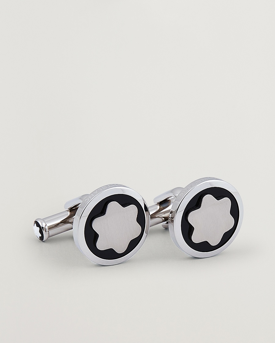 Montblanc Cufflinks Steel Snowcap Onyx – Argento