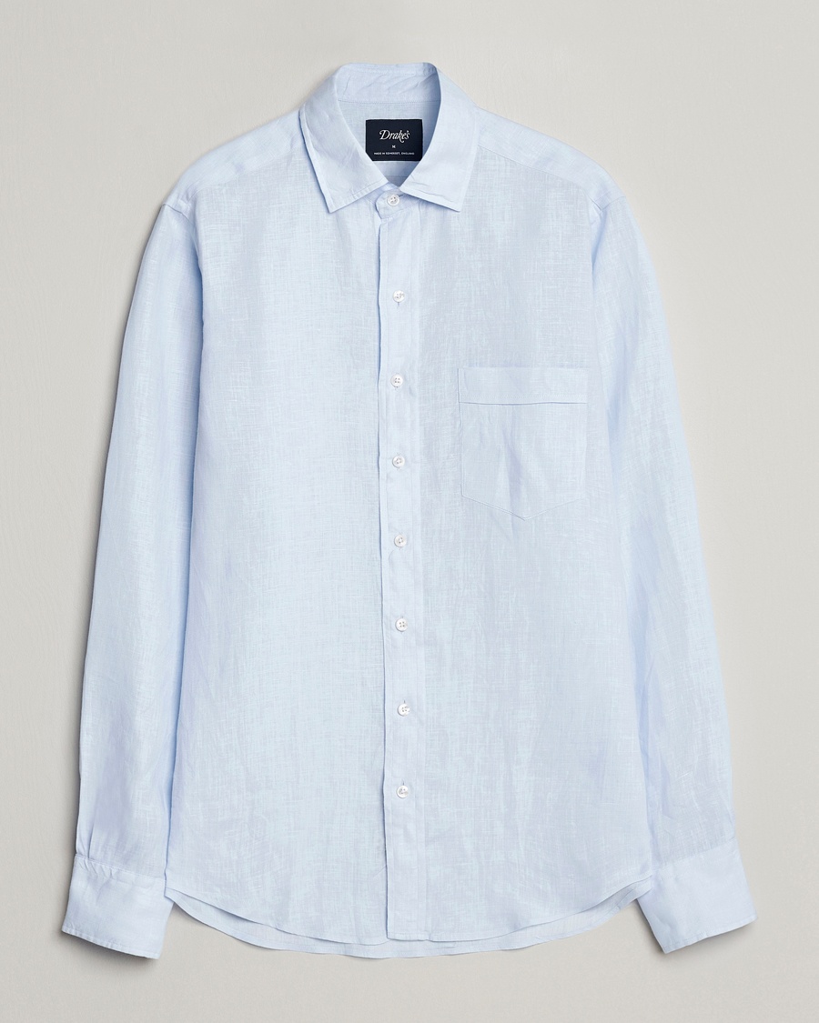 Drake's Linen Summer Shirt Sky Blue – Blu