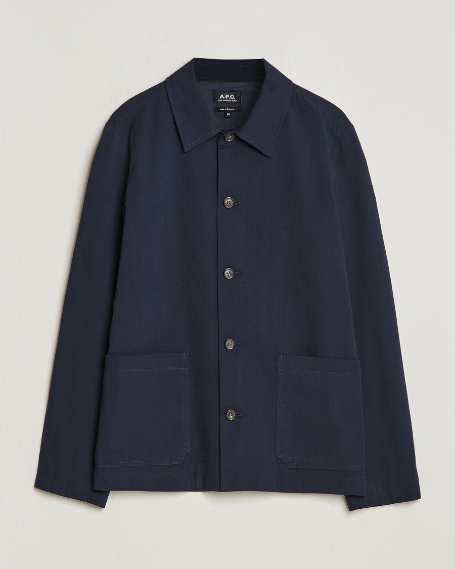 A.P.C. Brest Seersucker Overshirt Dark Navy – Blu