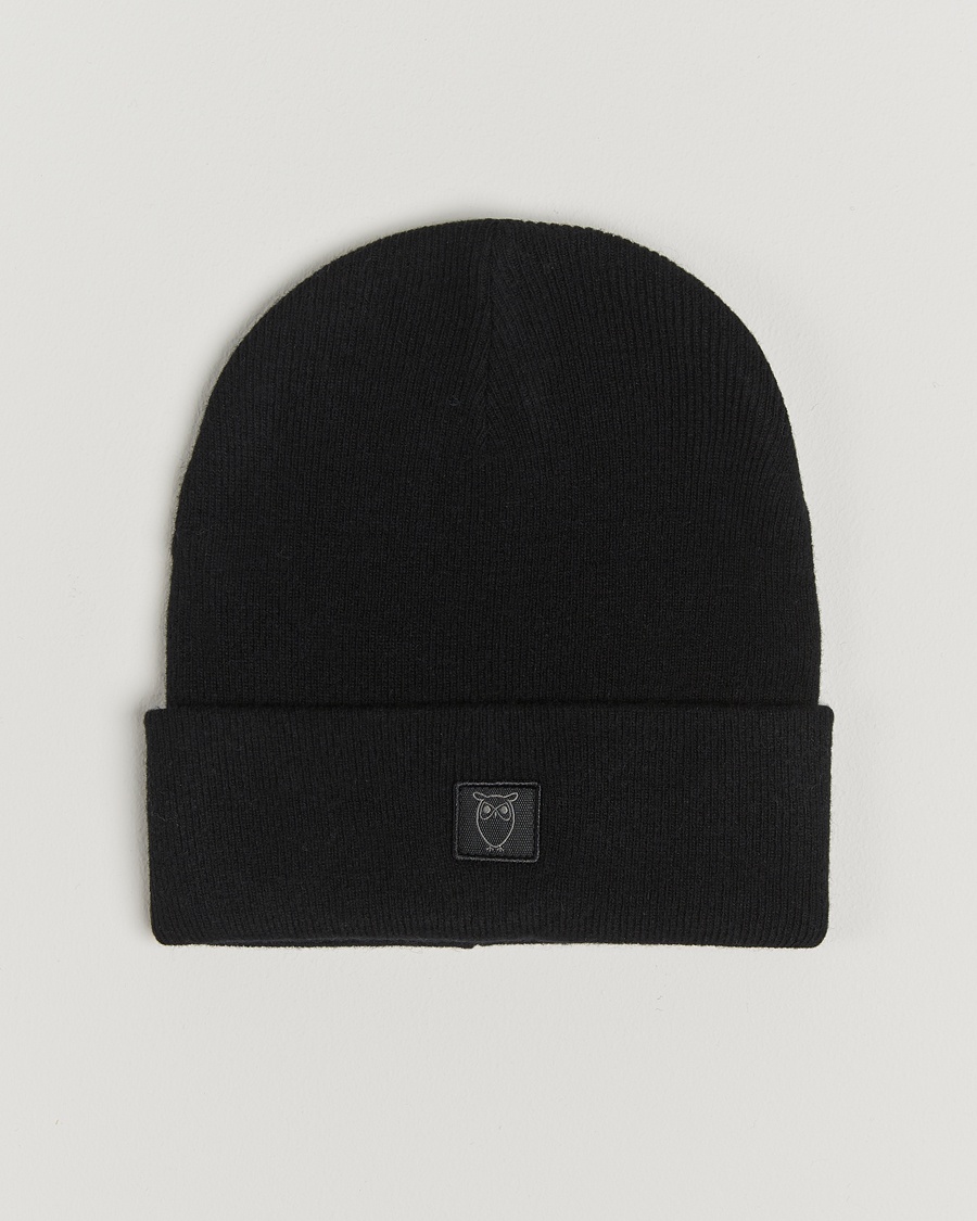 KnowledgeCotton Apparel Double Layer Wool Beanie Black – Nero