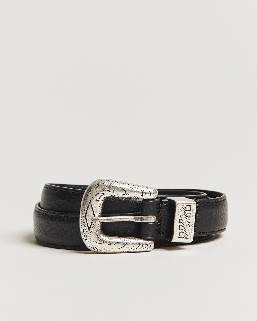 Anderson's Grained Western Leather Belt 2,5 cm Black – Nero