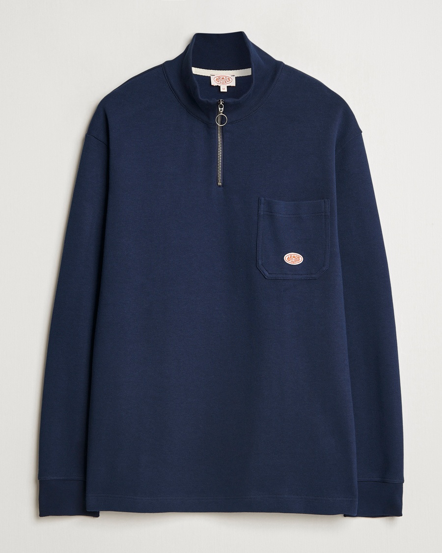 Armor-lux Camionneur Cotton Half Zip Sweater Deep Marine – Blu