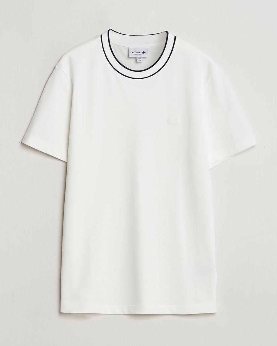 Lacoste Contrast Rib Piqué T-Shirt Flour – Bianco