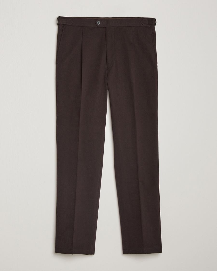 Oscar Jacobson Delon Brushed Cotton Trousers Brown – Marrone