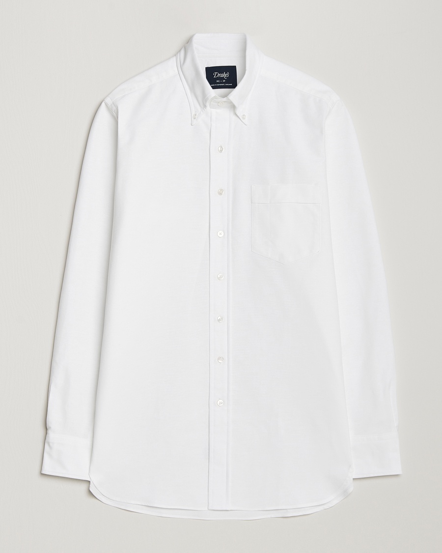 Drake's Button Down Oxford Shirt White – Bianco