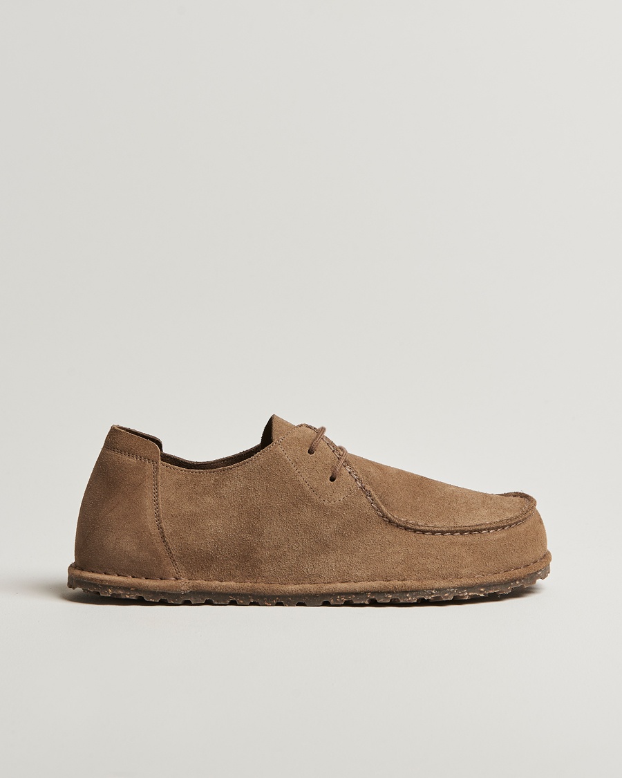 BIRKENSTOCK Utti Lace Suede Loafer Gray Taupe – Marrone