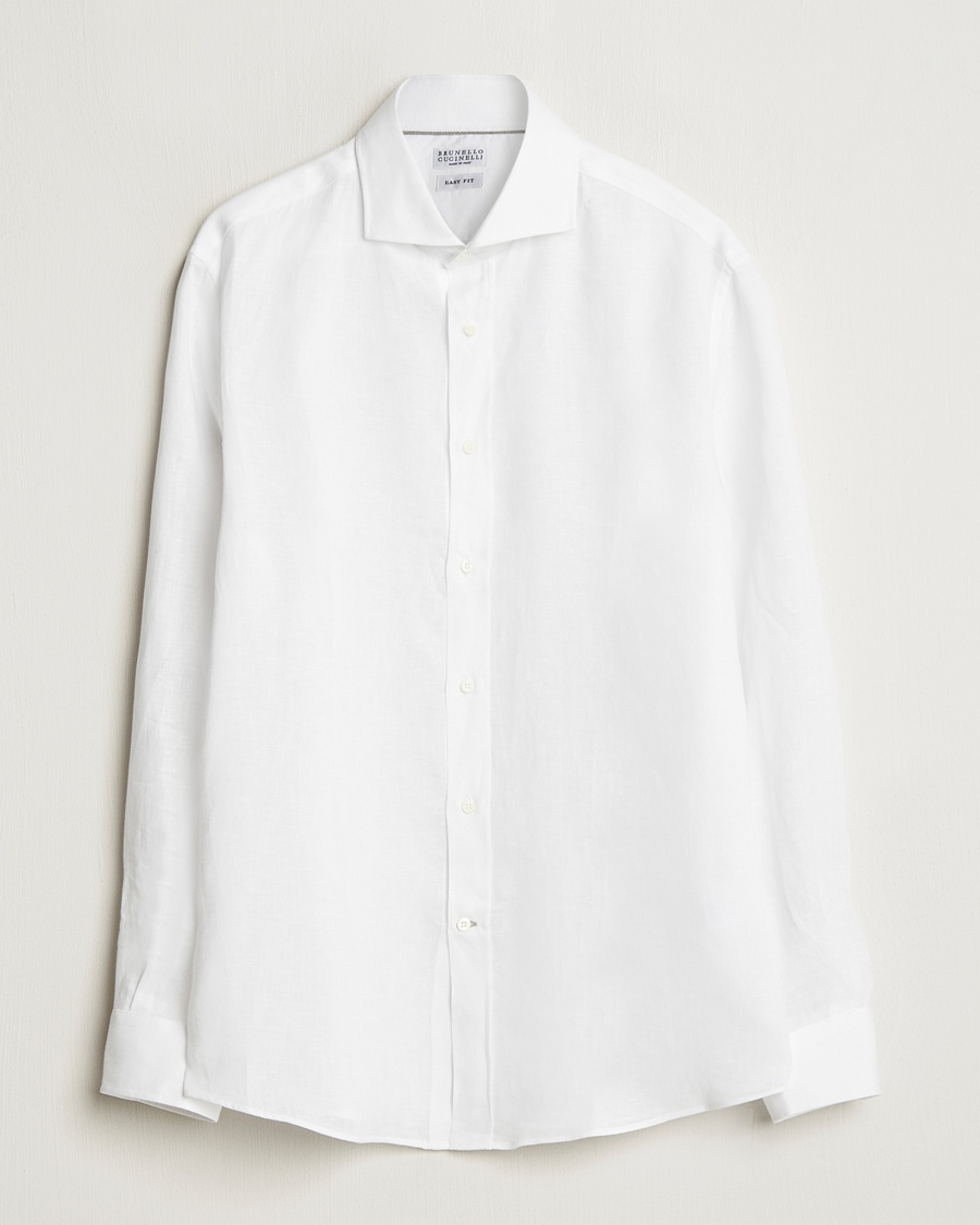 Brunello Cucinelli Easy Fit Linen Shirt White – Bianco