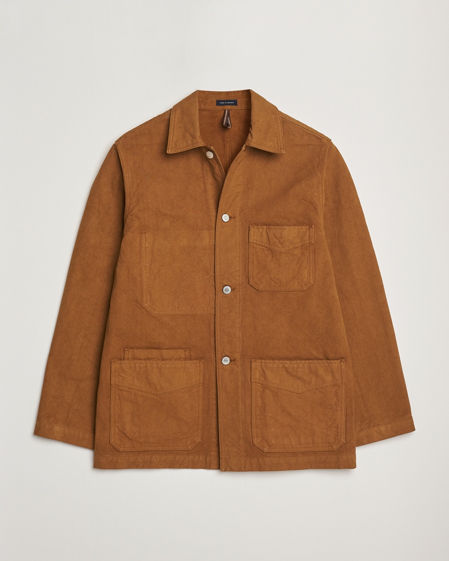 Drake's Duck Cotton Canvas Chore Jacket Tobacco – Marrone