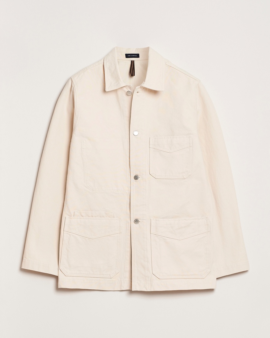 Drake's Duck Cotton Canvas Shore Jacket Natural – Bianco