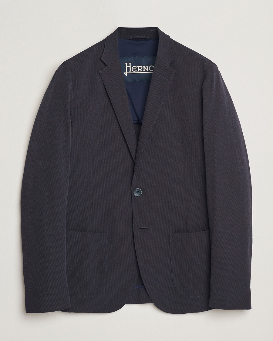 Herno Seersucker Blazer Navy – Blu