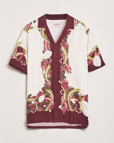 Orlebar Brown Maitan Orchis Short Sleeve Linen Shirt Damson – Bianco