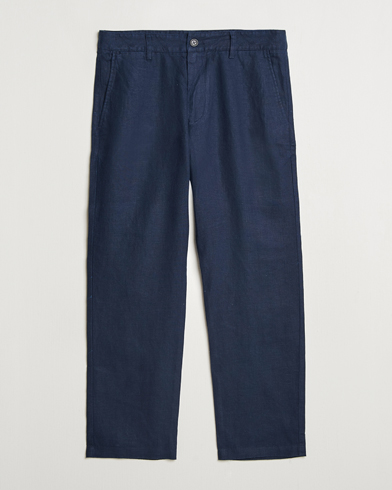 NN07 Aden Regular Fit Linen Chinos Navy Blue – Blu