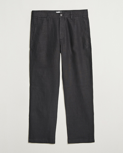 NN07 Aden Regular Fit Linen Chinos Black – Nero