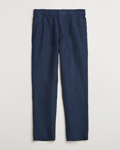NN07 Billie Linen Drawstring Trousers Navy Blue – Blu