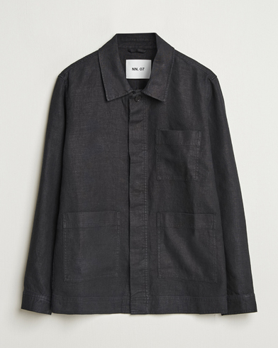 NN07 Olav Linen Overshirt Black – Nero