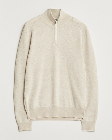 Brioni Cashmere Rib Half Zip Beige – Beige