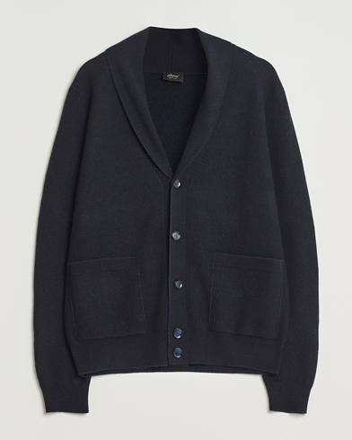 Brioni Wool/Cashmere Rib Cardigan Navy – Blu