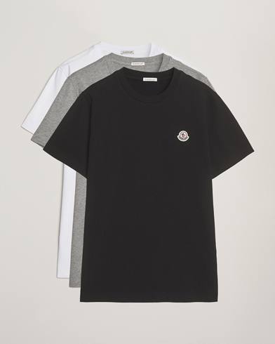 Moncler 3-Pack Logo T-Shirt Grey/White/Black – Bianco