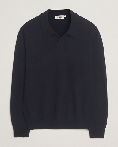 Altea Knitted Long Sleeve Polo Navy – Blu