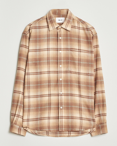 NN07 Deon Flannel Checked Shirt Camel – Marrone