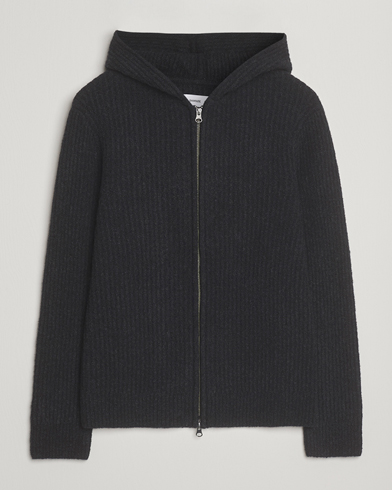 Samsøe Samsøe Koji Knitted Full Zip Hoodie Black Melange – Nero