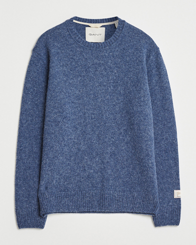 GANT Scottish Wool Knitted Crew Neck Sweater Marine Melange – Blu