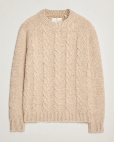 GANT Alpaca/Lambswool Cable Crew Neck Seed Melange – Beige